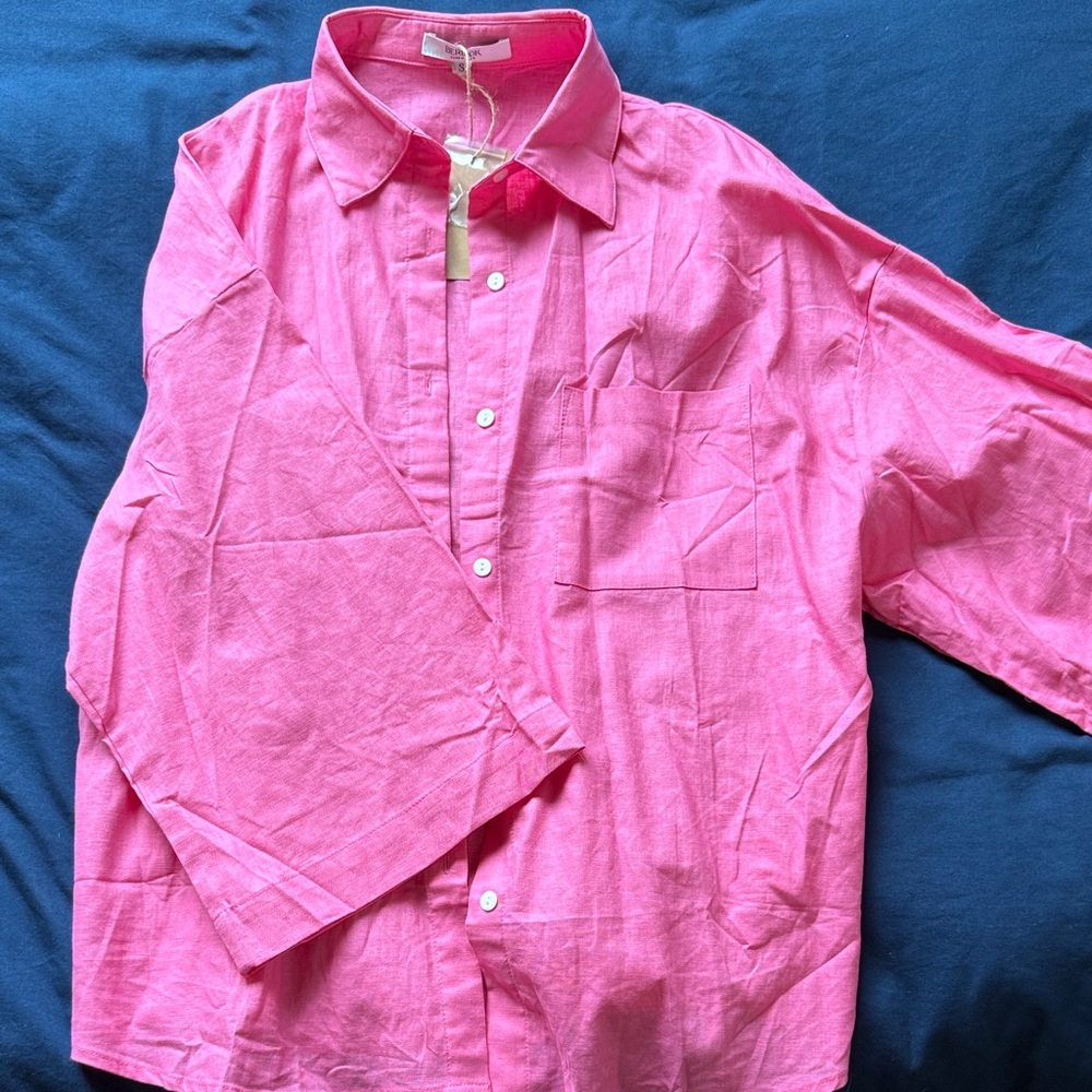 Bright Pink Button-Up Shirt